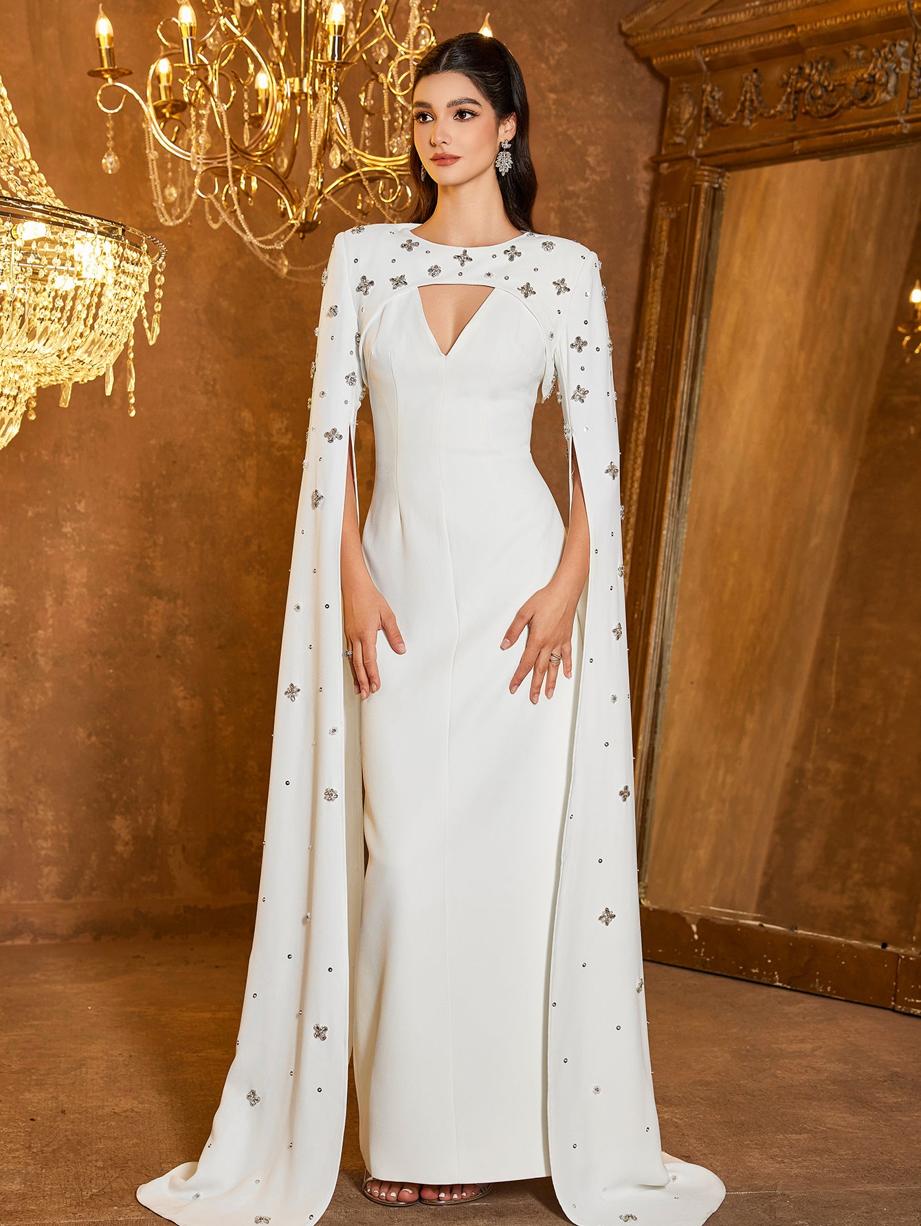 The Seraphina Ivory Cape Gown