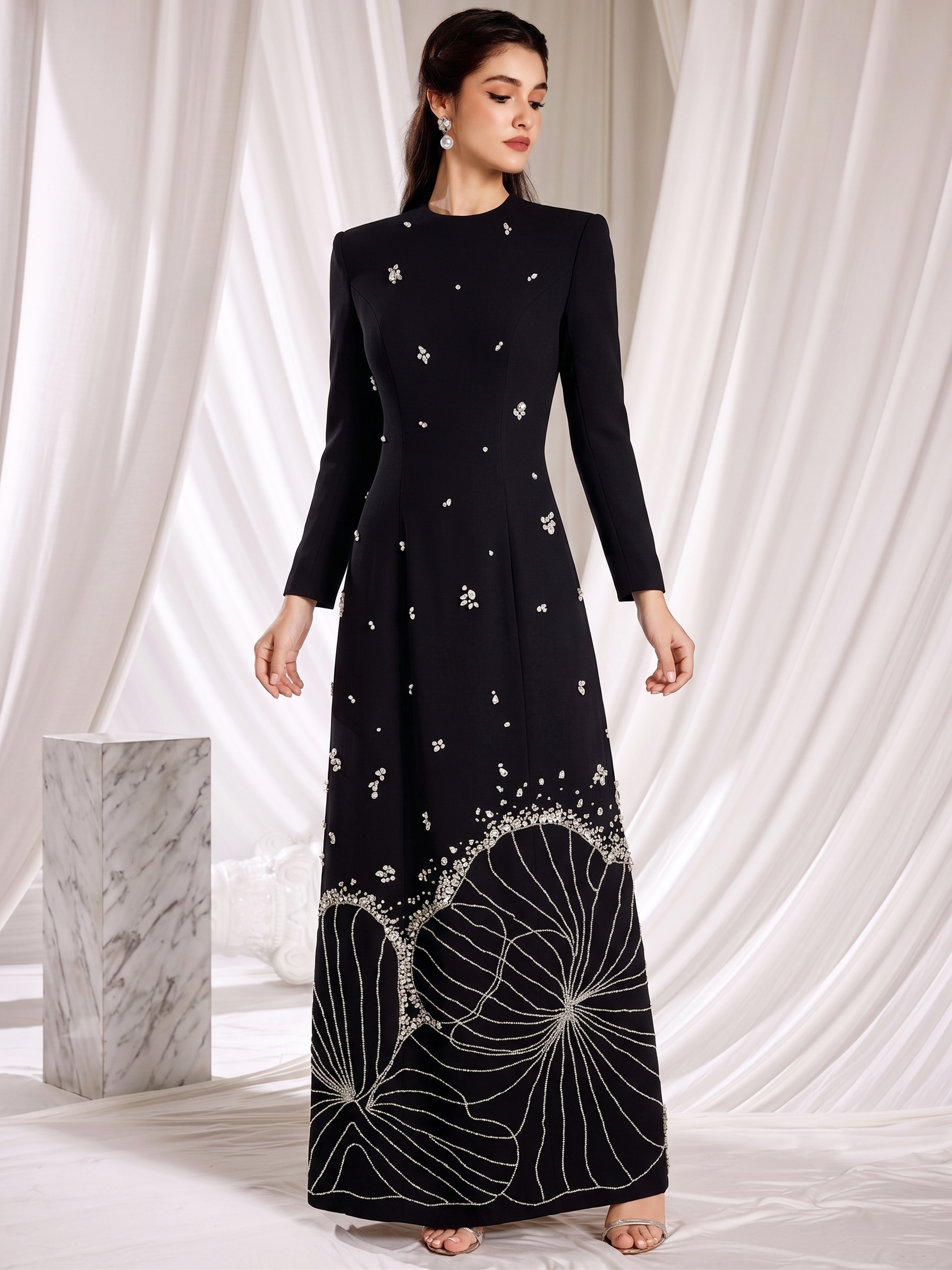 The Lyra Floral Column Gown