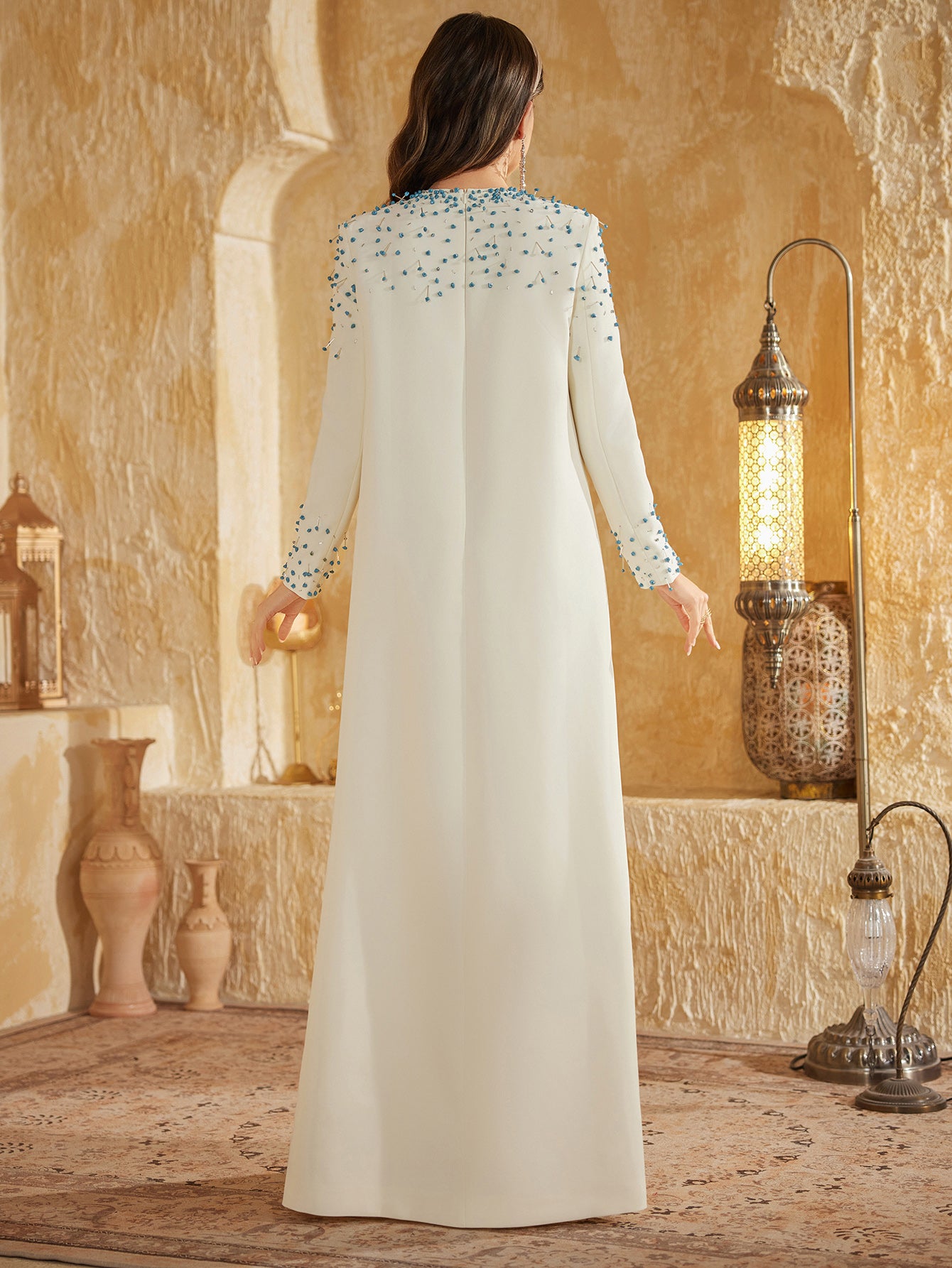 The Elara Turquoise Kaftan Gown