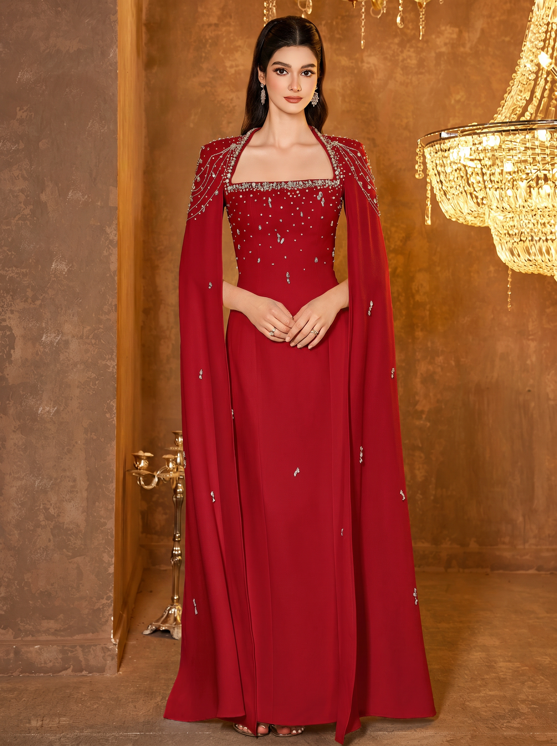 The Scarlet Regal Cape Gown