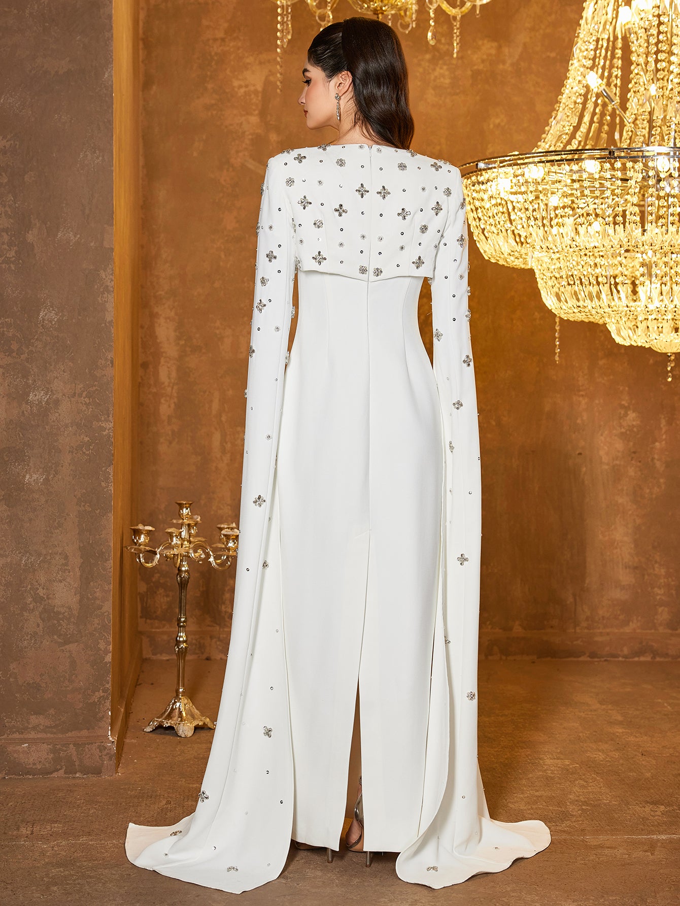The Seraphina Ivory Cape Gown