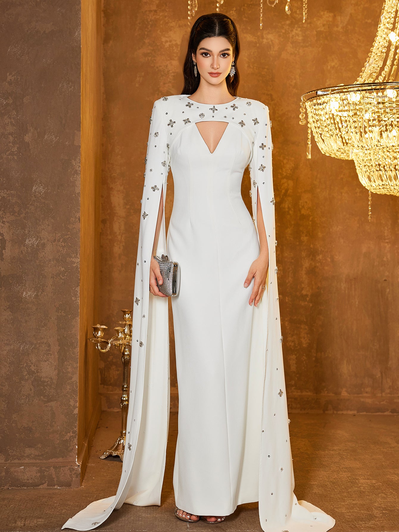 The Seraphina Ivory Cape Gown