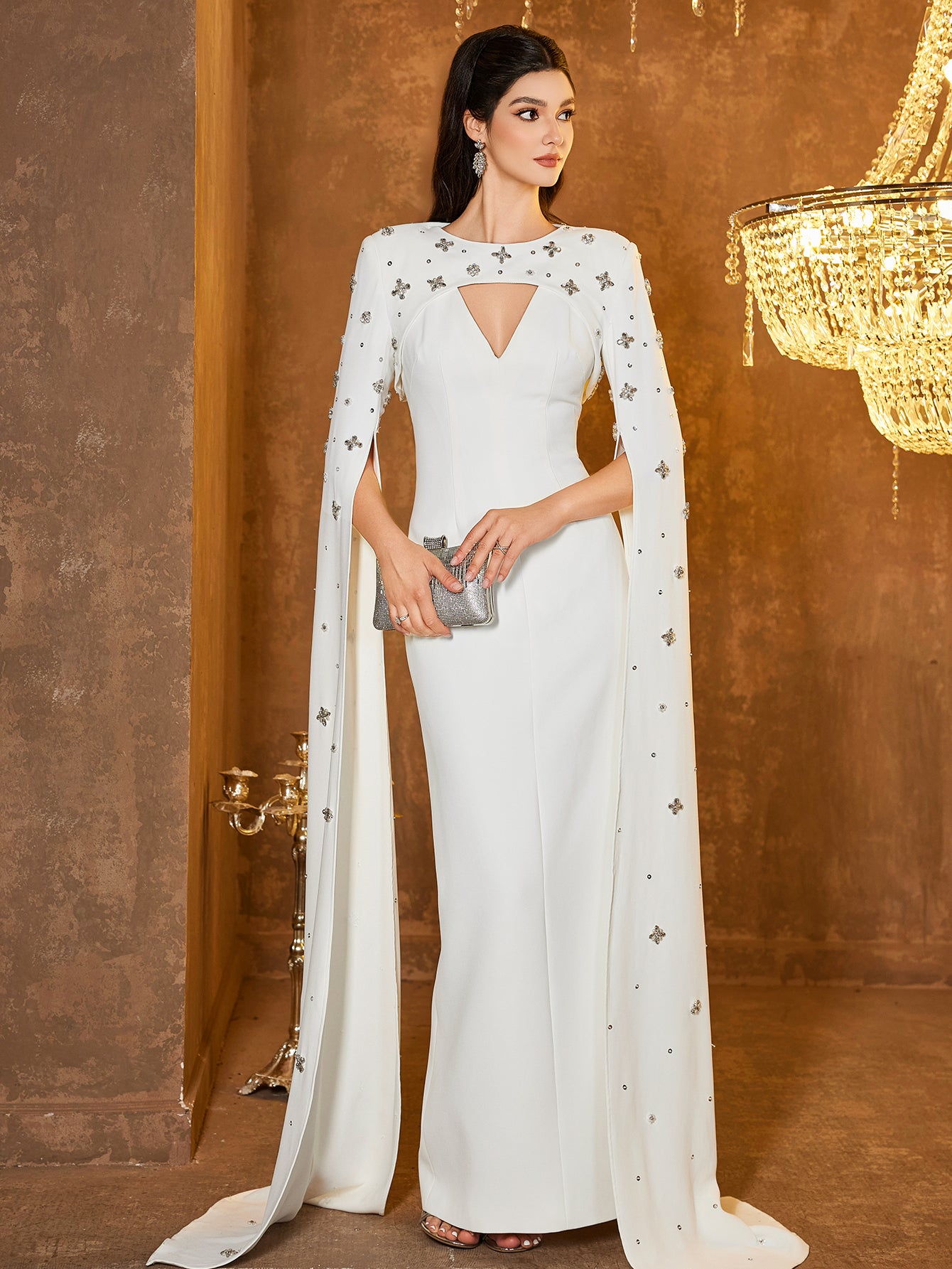 The Seraphina Ivory Cape Gown