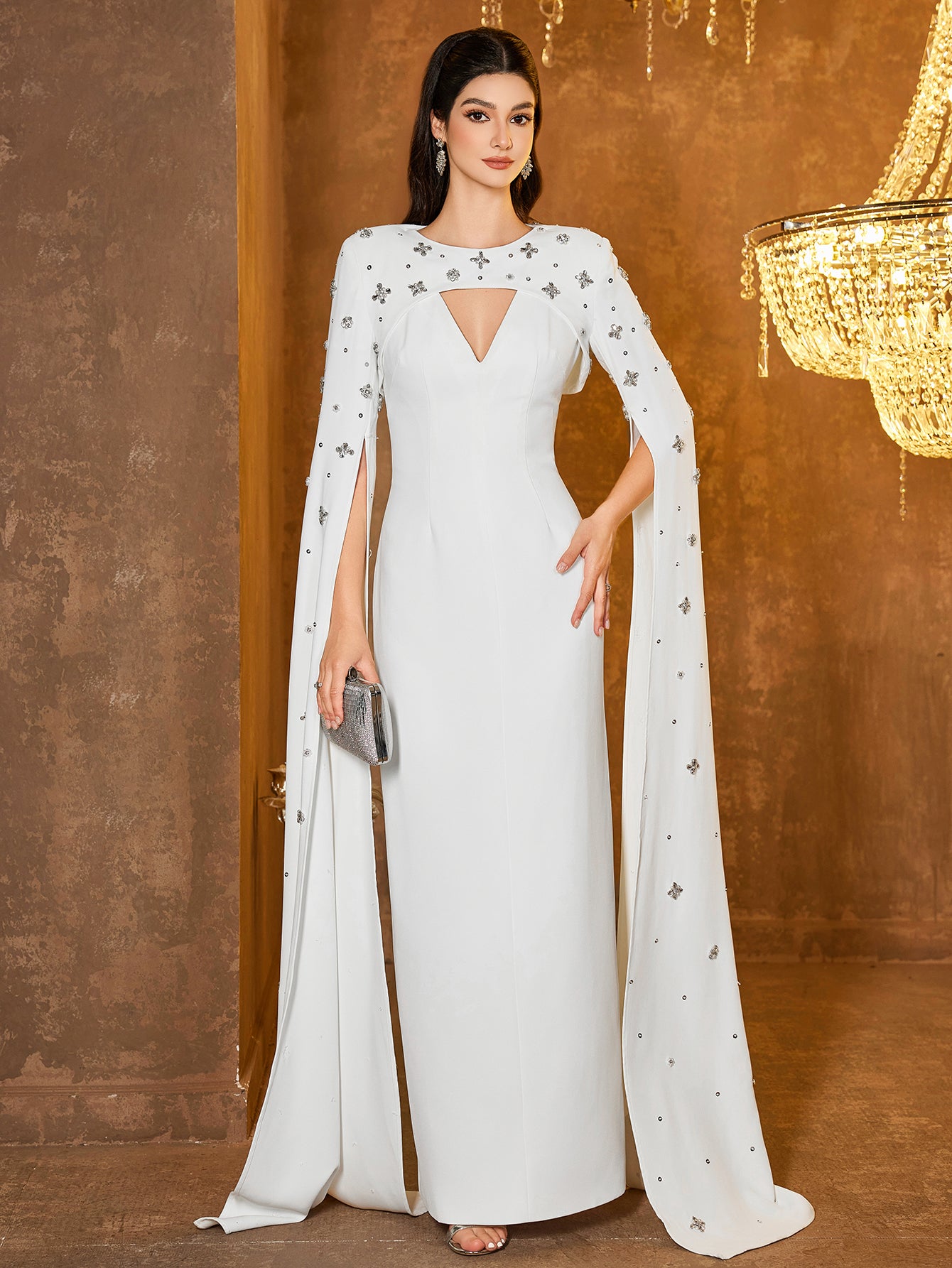 The Seraphina Ivory Cape Gown