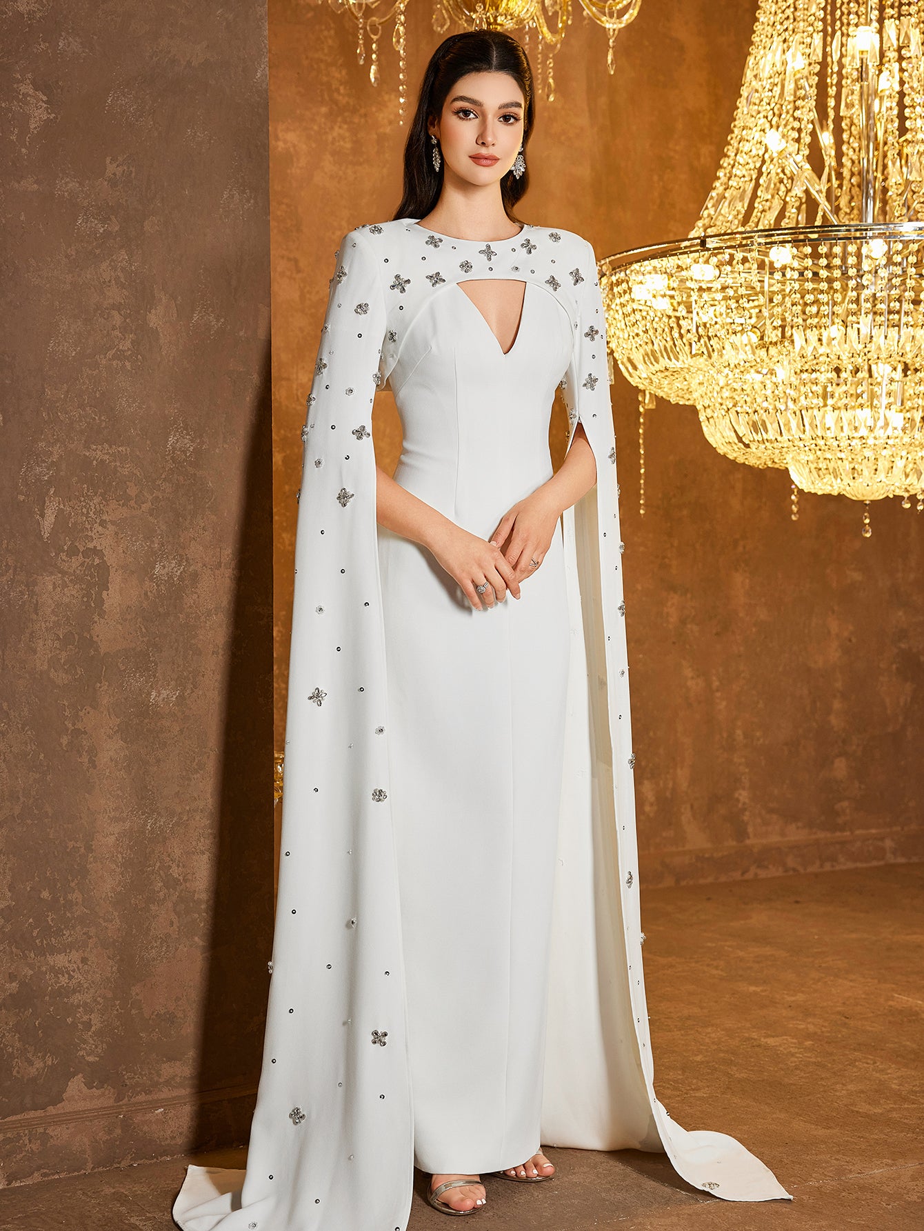 The Seraphina Ivory Cape Gown