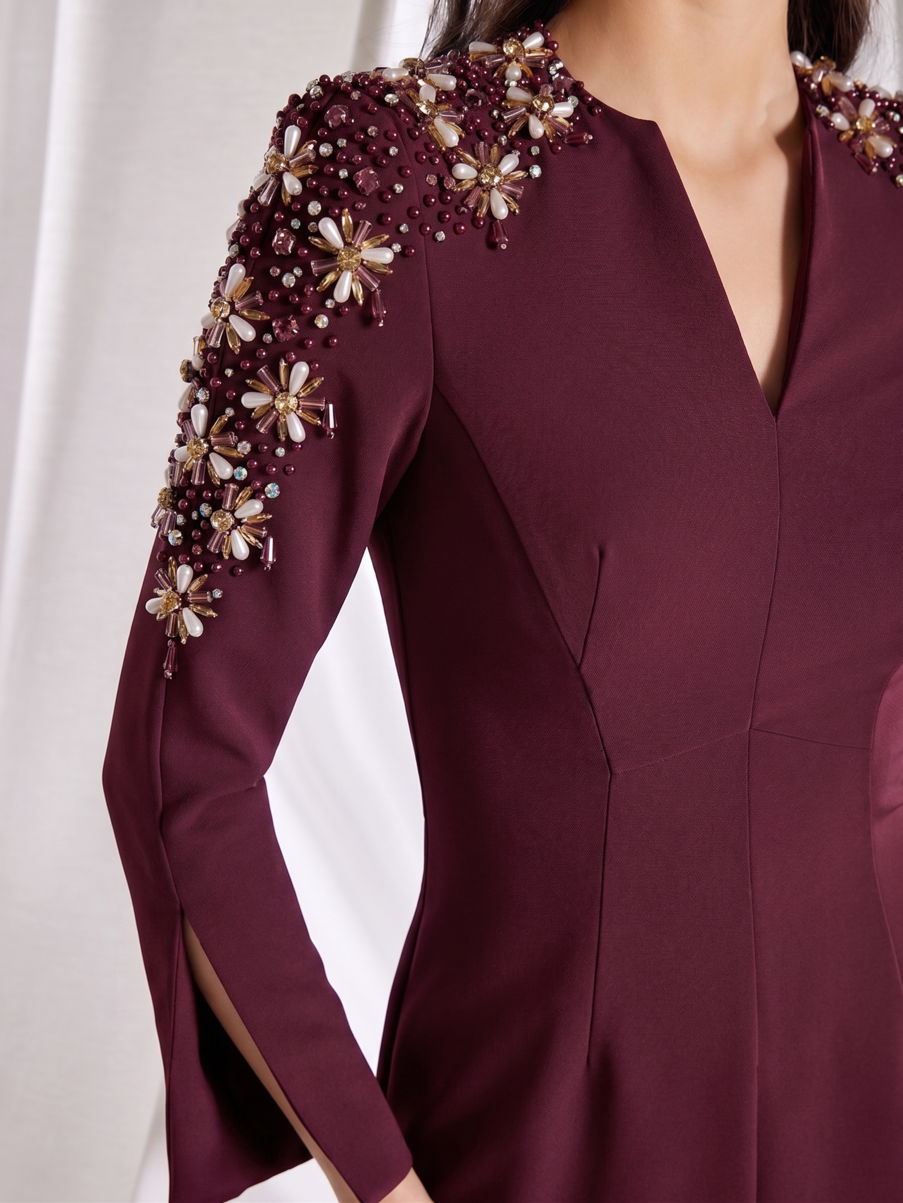 The Vesta Burgundy Gown