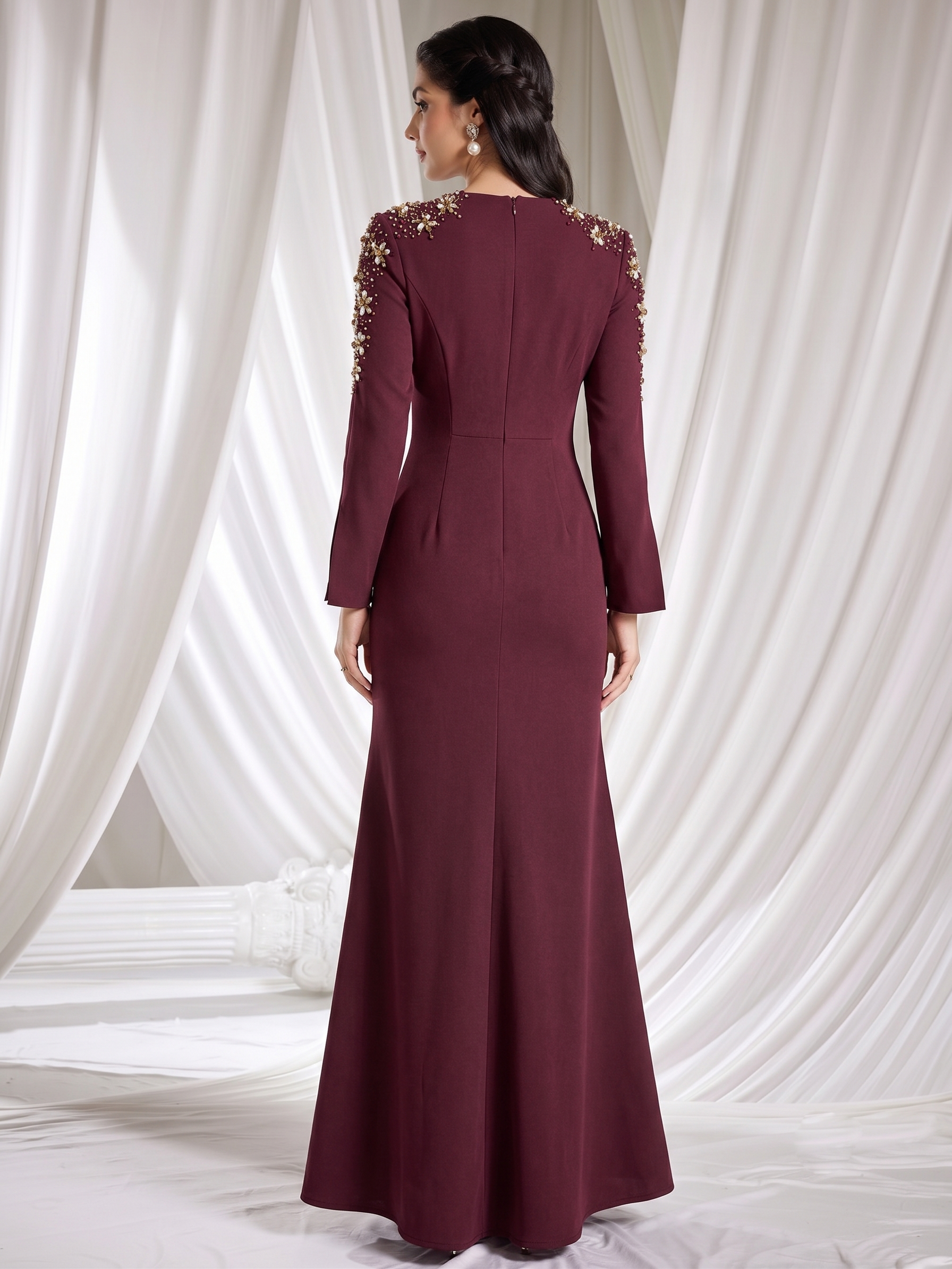The Vesta Burgundy Gown
