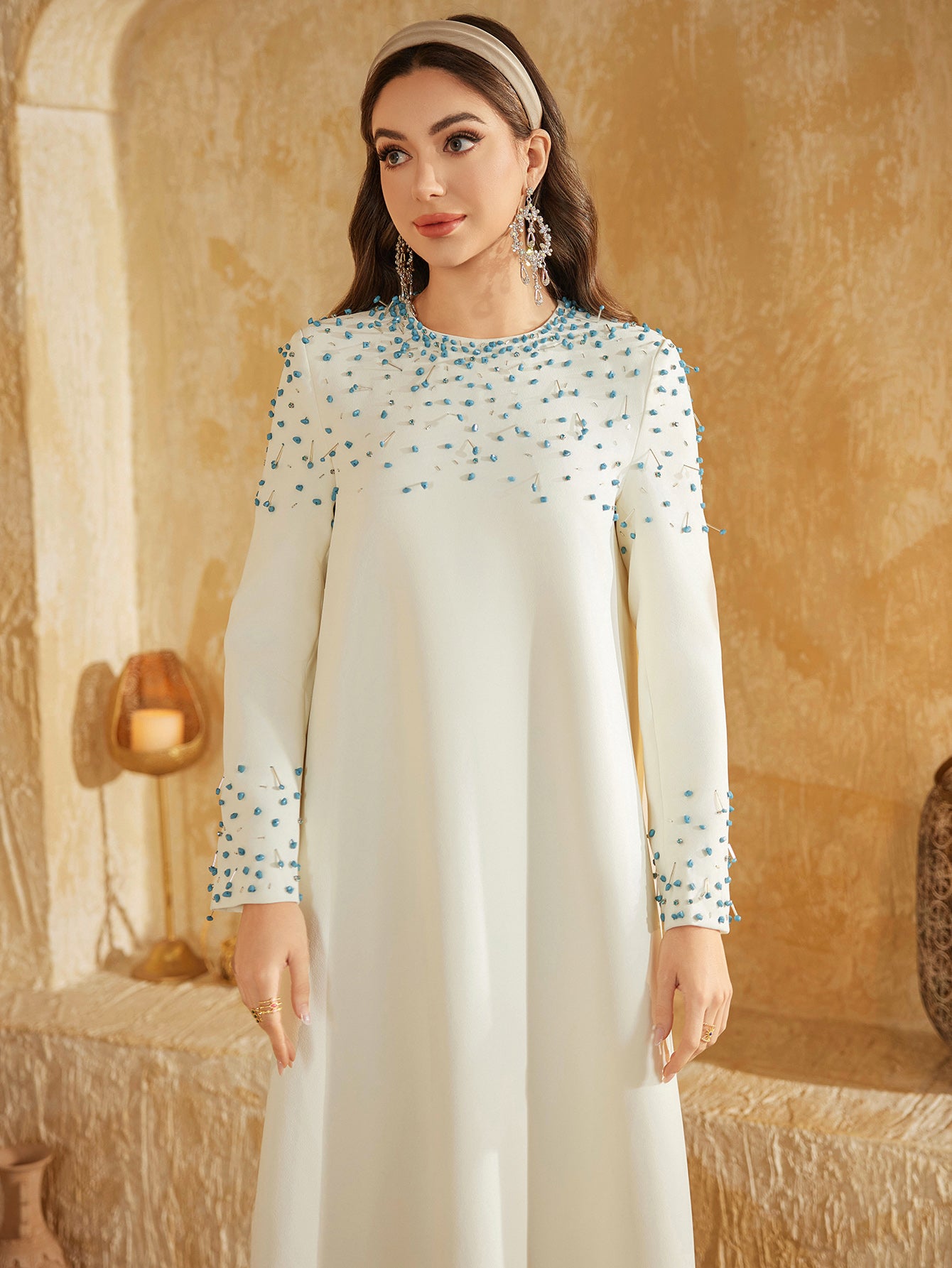 The Elara Turquoise Kaftan Gown